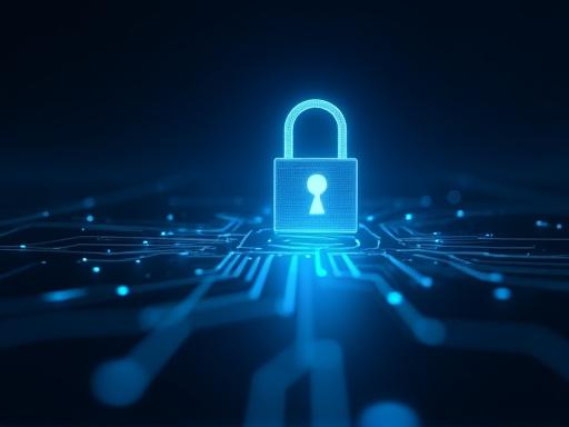 Digital padlock interface representing secure data encryption